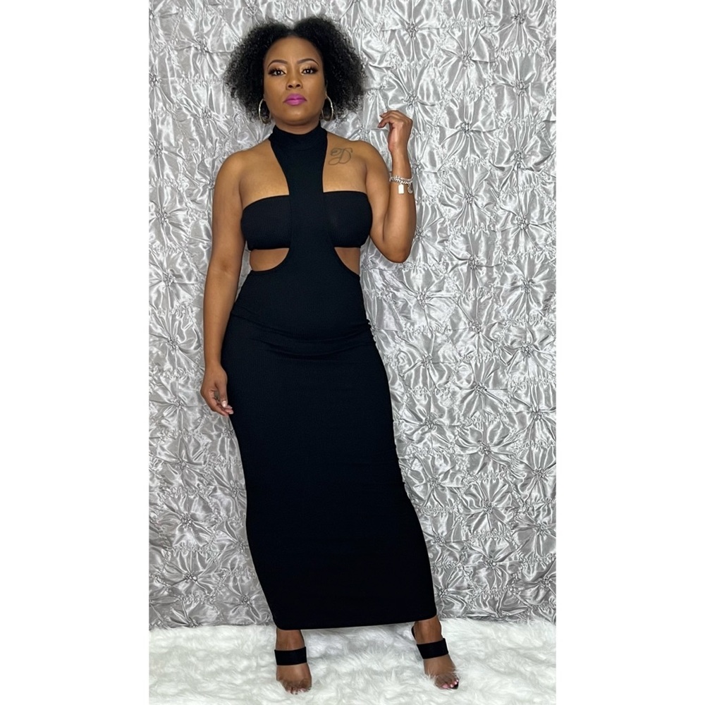 Mock neck sleeveless dress with tube top